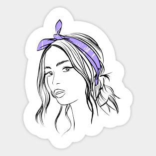 beautiful girl in a violet bandana Sticker